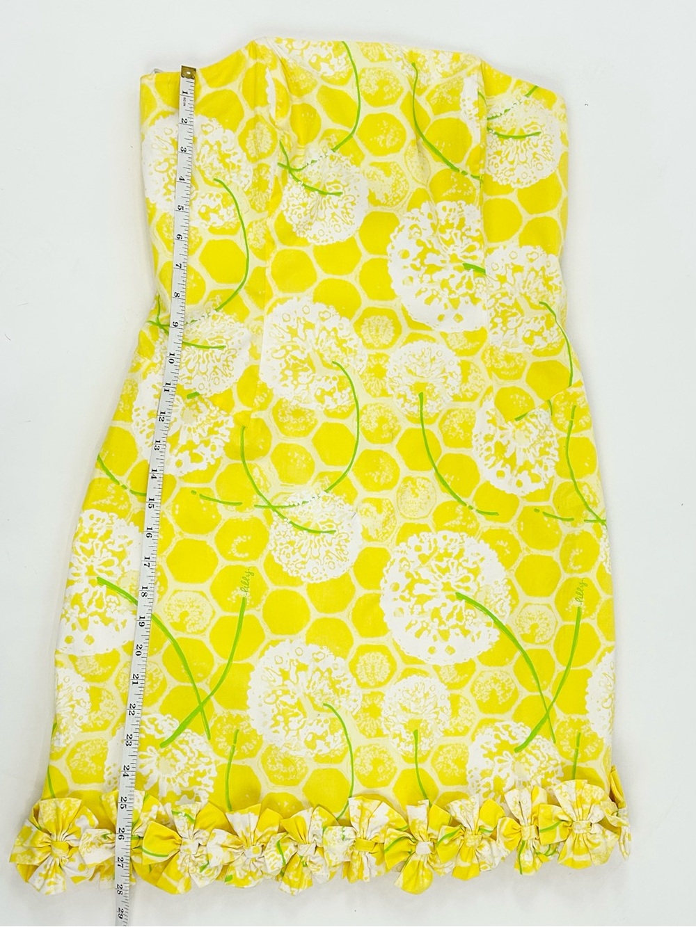 Lilly Pulitzer Olie Dandelion Strapless Bow Hem Cotton Dress Size 8 - Picture 6 of 11